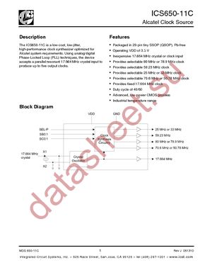 ICS650R-11ILFT datasheet  